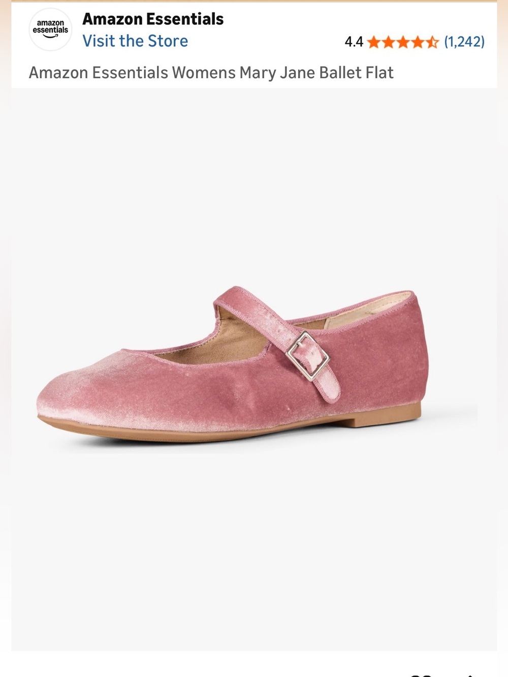 Women’s Amazon Essentials Velvet Mary Jane Ballet Flat in Pink
